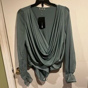 Sage green bodysuit NWT snap closure.